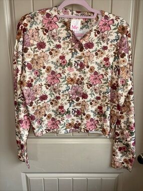 So Me Cream Knit Cardigan with Pink and Brown Floral Print